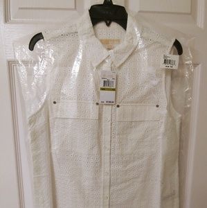 Michael Kors White Eyelet Sleeveless Top